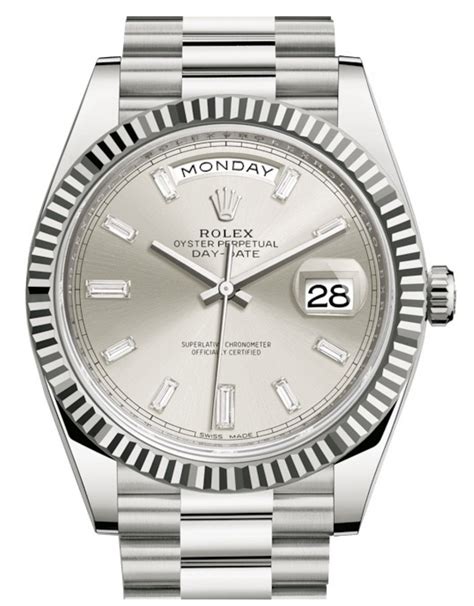 rolex day date white silver|Rolex Day-Date silver dial.